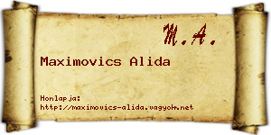 Maximovics Alida névjegykártya